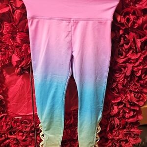 Justice NWT High Waist Gradient Active Leggings - Pink and Blue Size 6